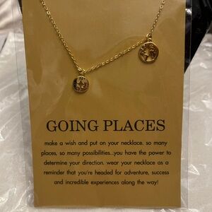 Chic Gold Necklace with Compass Charms